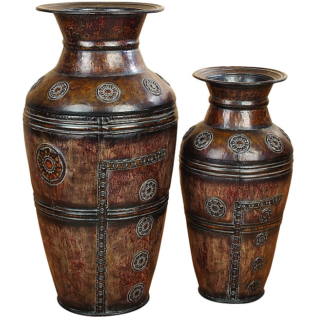 Athena Large Rustic Decorative Metal Vase 2Piece Set 13984010