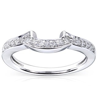 Annello 14k White Gold 1/6ct TDW Diamond Curved Wedding Band (H-I, I1-I2)