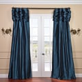 Ruched Header Mediterranean Solid Color Faux Silk Taffeta 96-inch Curtain Panel