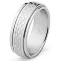 Stainless Steel Brushed and Polished Men's Checker Spinner Ring