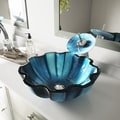 Vigo Mediterranean Seashell Above The Counter Tempered Glass Vessel Sink in Blue