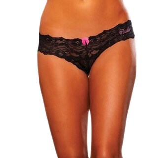 Hustler Black Crotchless Lace Thong Panties (Set of 2)-Image