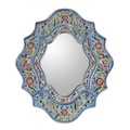 Revers Painted Handmade 'Blue Sky' Mirror (Peru)