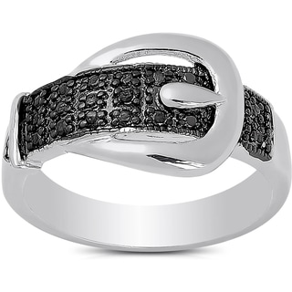 Finesque Rose Gold Overlay Diamond Accent Buckle Design Ring