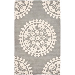 Buy Online Handmade Soho Chrono Grey/ Ivory N. Z. Wool Rug (9'6 x 13'6)