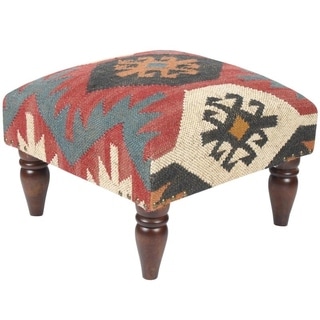 Handmade Kilim Footstool (India)