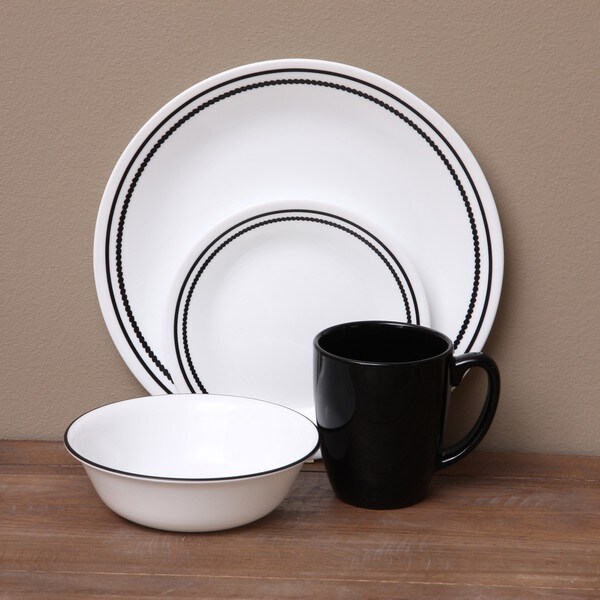 Corelle Livingware Brilliant Black Beads 16-piece Dinnerware Set - Overstock Shopping - Great ...