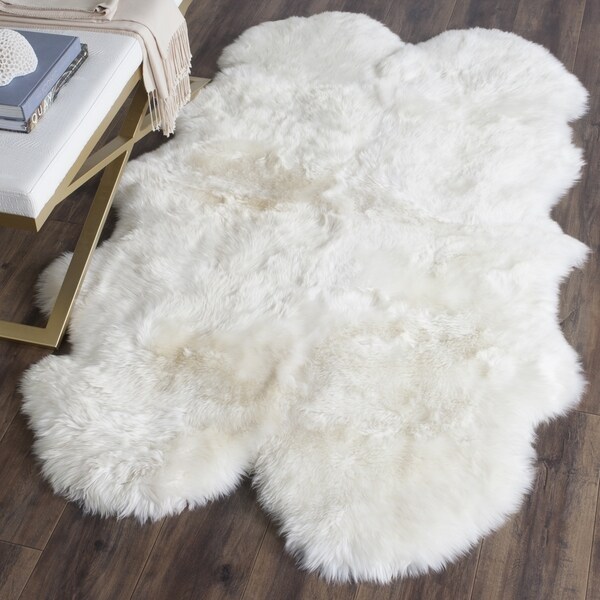 Safavieh Prairie Sheepskin/ Wool White Shag Rug (3'7x5'11) 13993427
