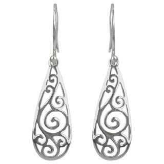 Sterling Silver Filigree Teardrop Dangle Earrings
