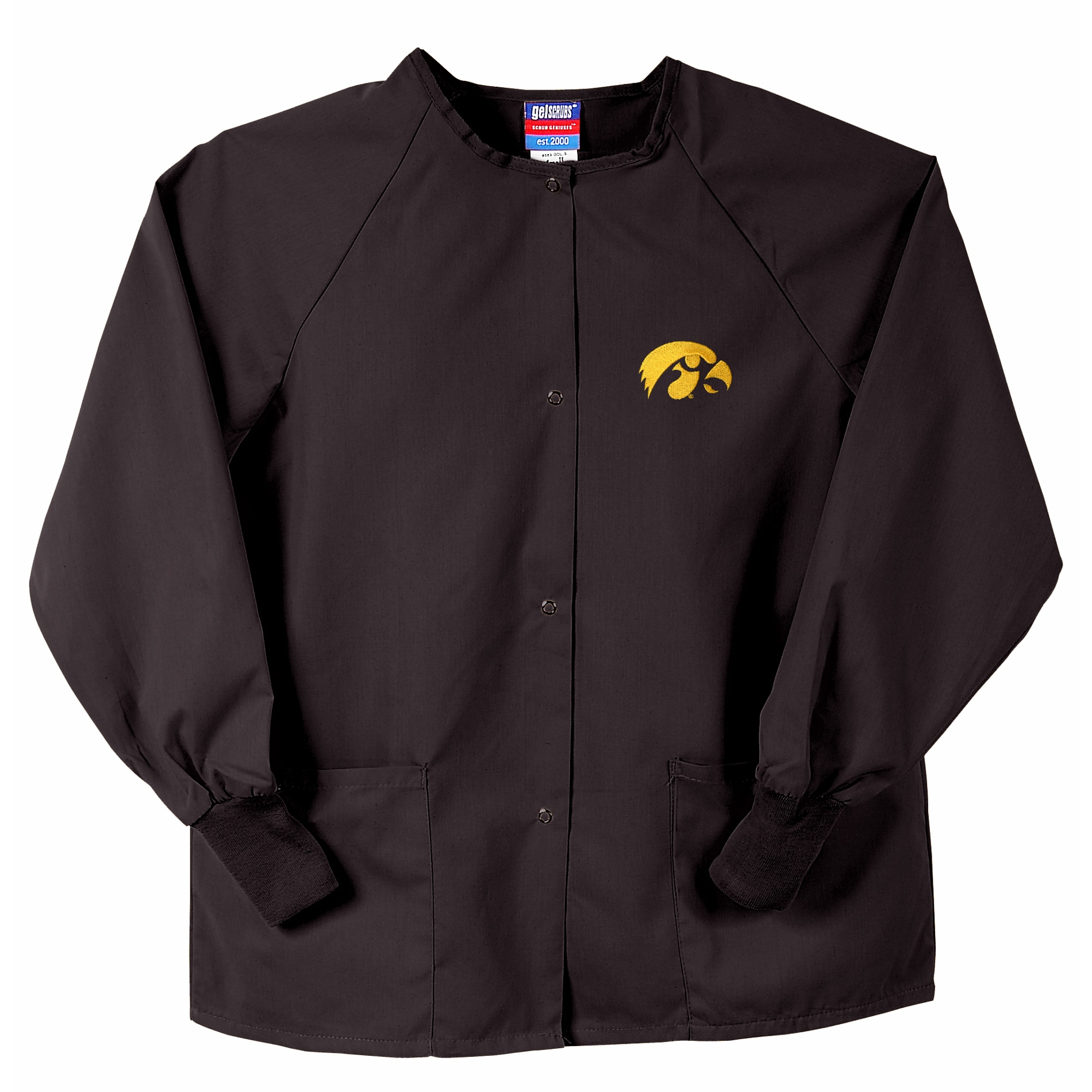Gelscrubs Unisex NCAA Black Iowa Hawkeyes Nurse Jacket
