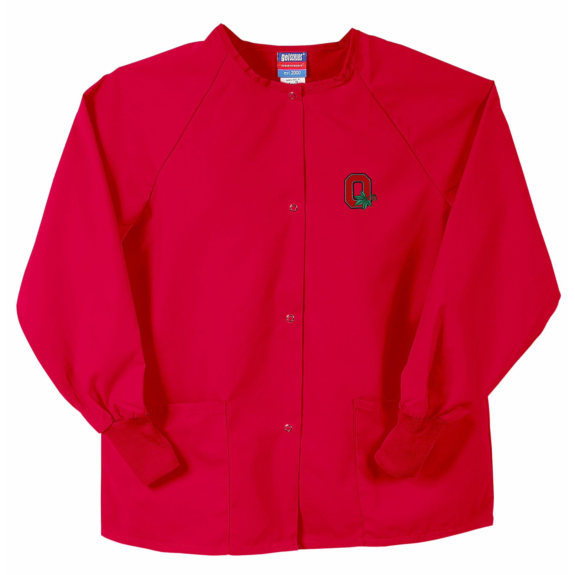Gelscrubs Unisex Red NCAA Ohio State Buckeyes Crew-Neck Nurse Jacket