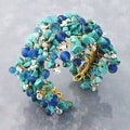 Wide Web Works Goldtone Turquoise Weave Brass Cuff Bracelet (Thailand)