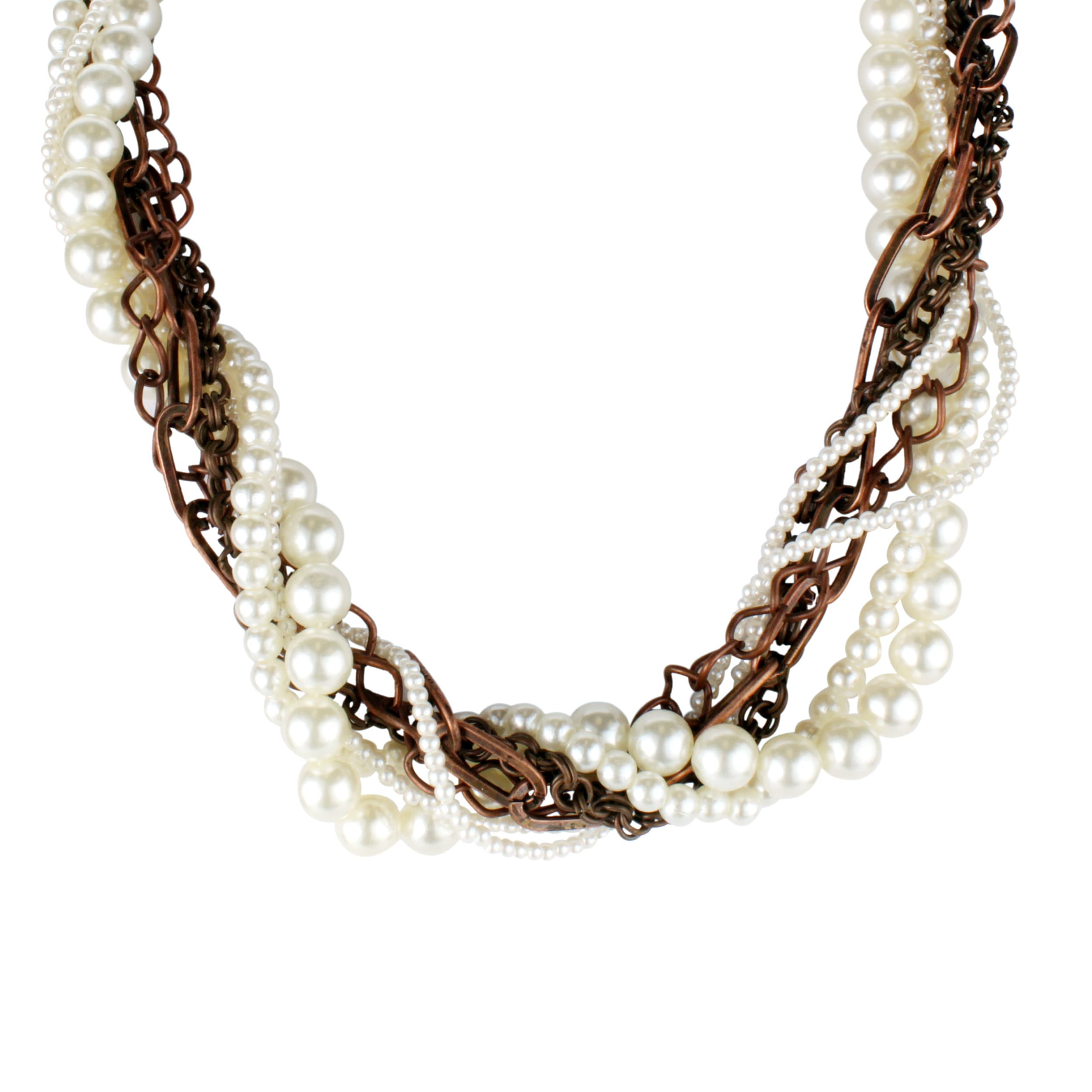 Coppertone Chain Faux Pearl Multistrand Necklace Overstock™ Shopping