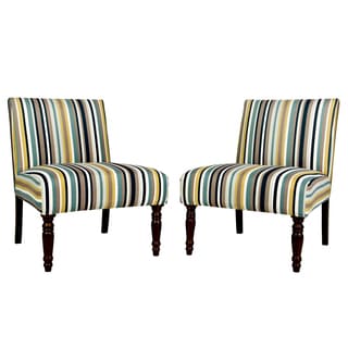 angelo:HOME Bradstreet Shoreline Stripe Blue Upholstered Armless Chair (Set of 2)