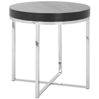 Chic Wood Top Stainless Steel Round End Table