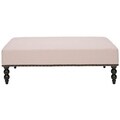 Paris Beige Nailhead Linen Ottoman