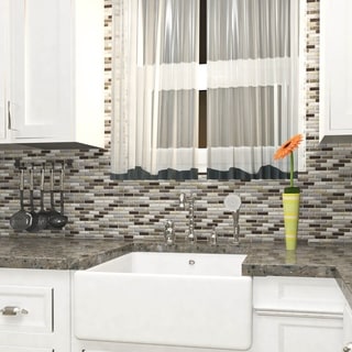 SomerTile Reflections Subway Tundra Glass/Stone Mosaic Tile (Pack of 10)