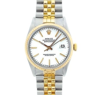 Pre-owned Rolex Men's Datejust Two-tone White Dial Watch