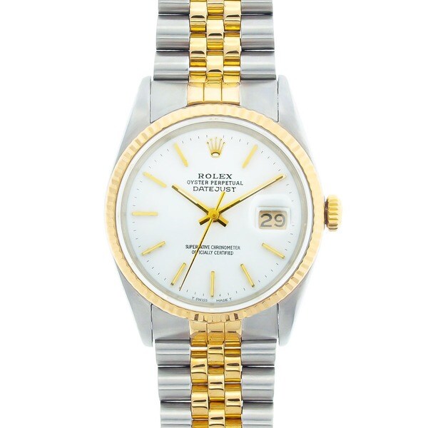 Pre-owned Rolex Men's Datejust Two-tone White Dial Watch