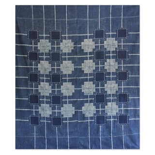Batik Cotton 'Indigo Cross' Bedspread (Thailand)