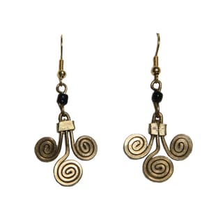 Goldtone Spiral Bead Earrings (Kenya)-Image