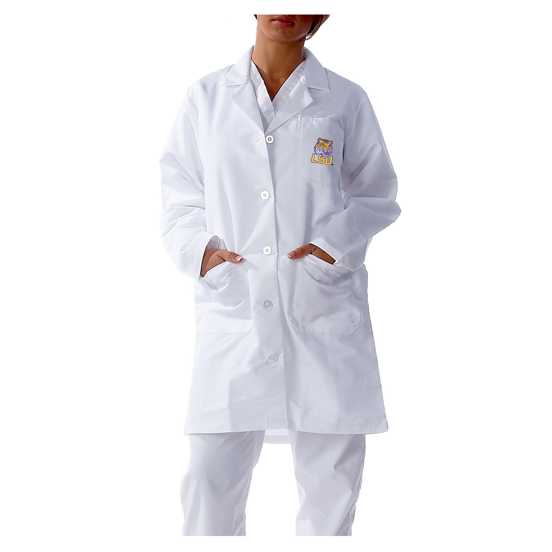 Gelscrubs Unisex NCAA LSU Tigers Long Labcoat