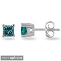 14k White Gold Blue Diamond Solitaire Earrings