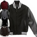 United Face Boy's Leather Sleeve Baseball Jacket