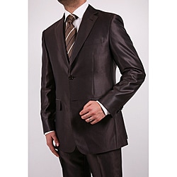 Ferrecci Men's Shiny Brown Two-button Two-piece Slim Fit Suit-Image