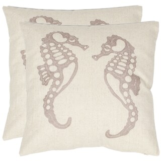 Seahorse 18-inch Cream/ Taupe Decorative Pillows (Set of 2)