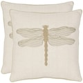Dragonfly 18-inch Cream/ Green Decorative Pillows (Set of 2)