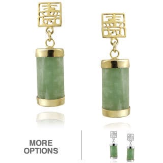 Glitzy Rocks Sterling Silver Green Jade Dangle Earrings