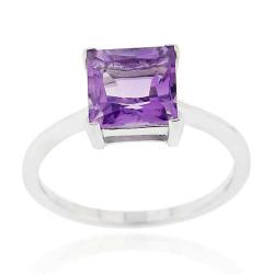 Glitzy Rocks Sterling Silver 1 5/8ct TGW Amethyst Solitaire Square Ring