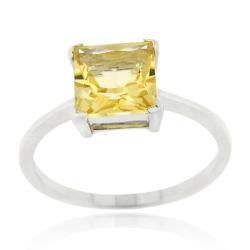 Glitzy Rocks Sterling Silver 1 5/8ct TGW Citrine Square Solitaire Ring