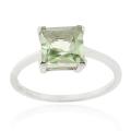 Glitzy Rocks Sterling Silver 1 5/8ct TGW Green Amethyst Square Solitaire Ring