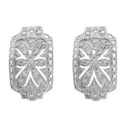 Finesque Sterling Silver 1/4ct TDW Diamond Flower Earrings