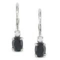 Sterling Silver Black Sapphire and Diamond Earrings