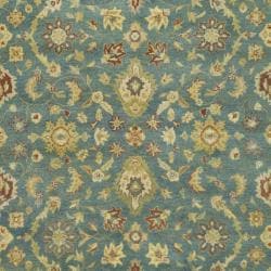 Handmade Jaipur Blue/ Beige Wool Rug (7'6 x 9'6)