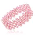 Stonique Creations Freshwater 3-row Pink Pearl Stretch Bracelet (5.5-6 mm)