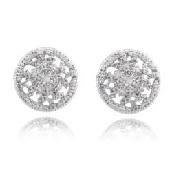 Sterling Silver Diamond Accent Medallion Stud Earrings