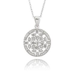 Sterling Silver Diamond Accent Medallion Necklace
