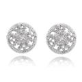 Sterling Silver Diamond Accent Medallion Stud Earrings