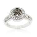 Sterling Silver Brown Diamond Accent Flower Ring