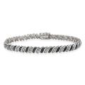 Sterling Silver Black Diamond Accent Tennis Bracelet