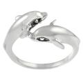 Tressa Sterling Silver Two Dolphin Ring