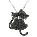 Tressa Sterling Silver Cubic Zirconia Two Black Cats Necklace
