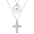 Sterling Silver Cubic Zirconia White Eye Cross Necklace