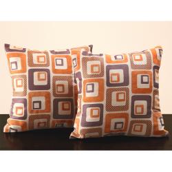  Orange Cube Print 18-inch Throw Pillows (Set of 2)