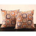 ETHAN HOME Orange Cube Print 18-inch Throw Pillows (Set of 2)