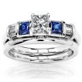 14k Gold 1/2ct TDW Diamond and Sapphire Bridal Ring Set (H-I, I1-I2)